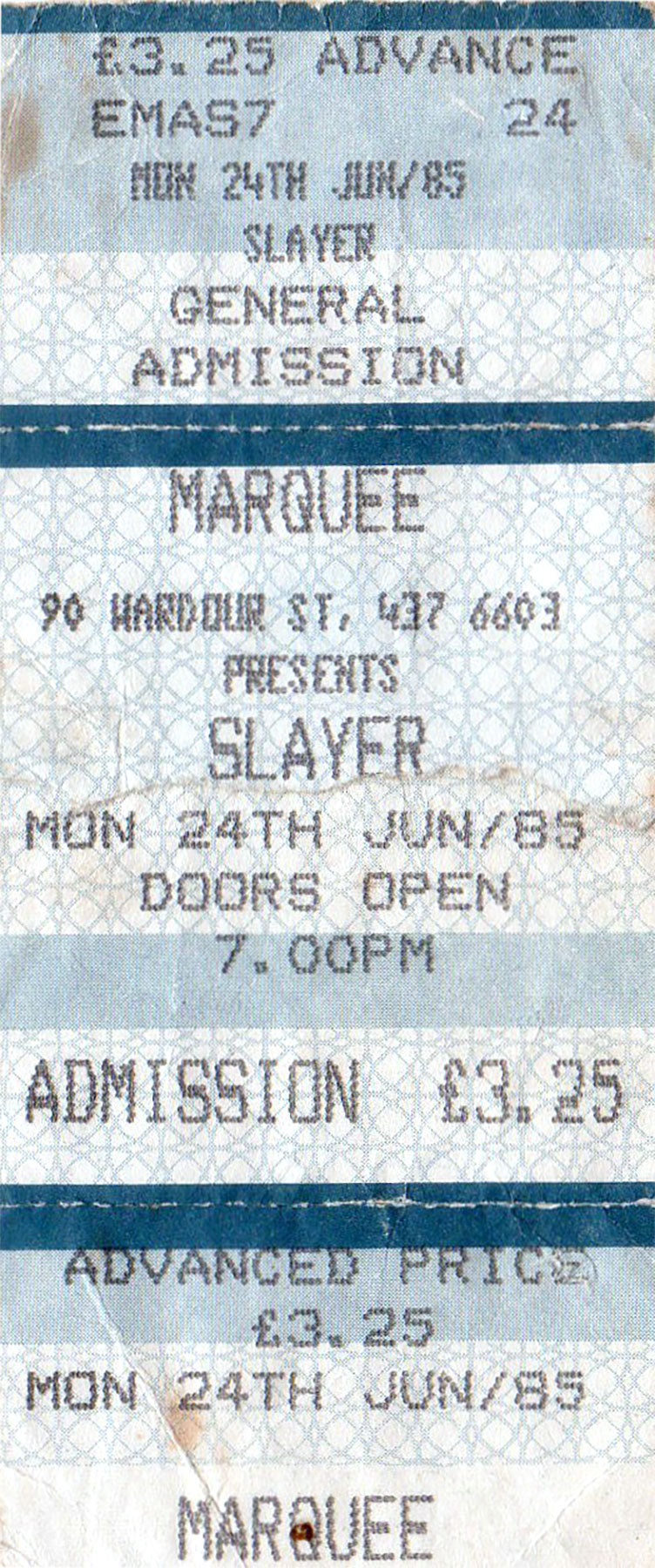 MARQUEE CLUB LONDON SHOW - HELL AWAITS EUROPEAN TOUR