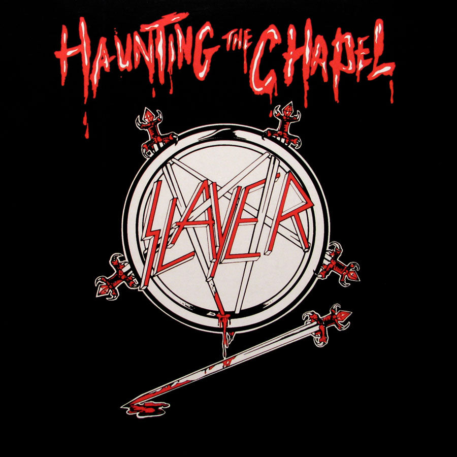 Portada oficial de Haunting the Chapel, de Slayer, publicada en 1984